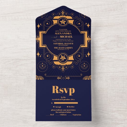 Elegant Celestial Wedding All In One Einladung (Innen Boden)