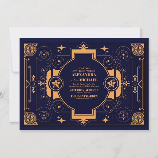 Elegant Celestial Wedding Einladung (Vorderseite)