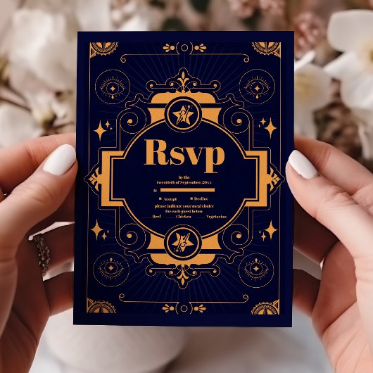 Elegant Celestial Wedding RSVP Karte