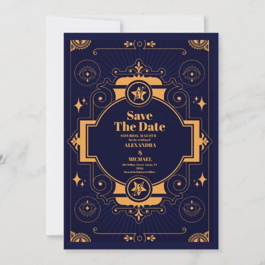 Elegant Celestial Wedding Save The Date (Vorderseite)