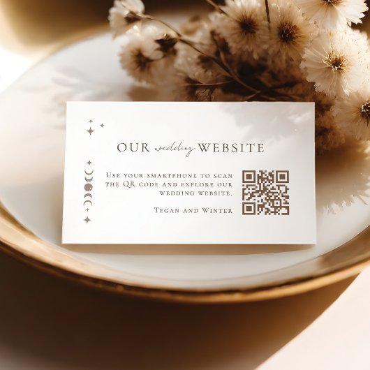 Elegant Celestial Wedding Website UAWG QR Code Begleitkarte