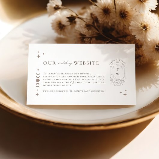 Elegant Celestial Wedding Website UAWG QR Code Begleitkarte