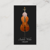 Elegant Cellist | Black Business Card Visitenkarte (Vorderseite)