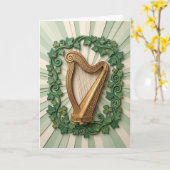 Elegant Celtic Harp Shamrock St Patricks Day Karte (Gelbe Blume)