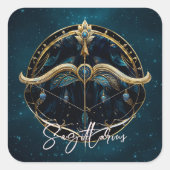 Elegant Centaur Zodiac Sign Black Gold Sagittarier Quadratischer Aufkleber (Vorderseite)