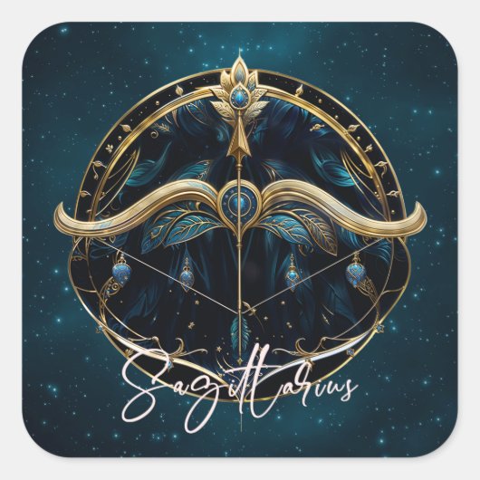 Elegant Centaur Zodiac Sign Black Gold Sagittarier Quadratischer Aufkleber (Vorderseite)