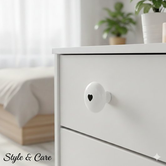 Elegant Ceramic Knob Featuring Minimalist Heart Ar Keramikknauf
