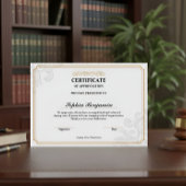 Elegant Certificate of Appreciation Gold Classic D Poster