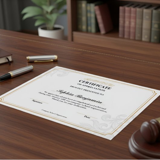 Elegant Certificate of Appreciation Gold Classic D Poster