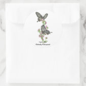 Elegant Ceylon Rose Butterly Wasserfarben Runder Aufkleber (Tasche)