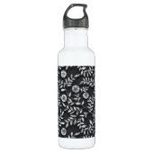 Elegant Chalkboard Floral Pattern Edelstahlflasche (Vorderseite)