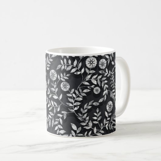 Elegant Chalkboard Floral Pattern Kaffeetasse (VorderseiteRechts)