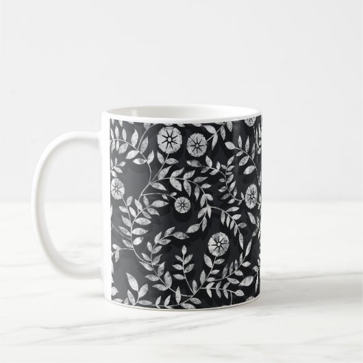 Elegant Chalkboard Floral Pattern Kaffeetasse (Links)