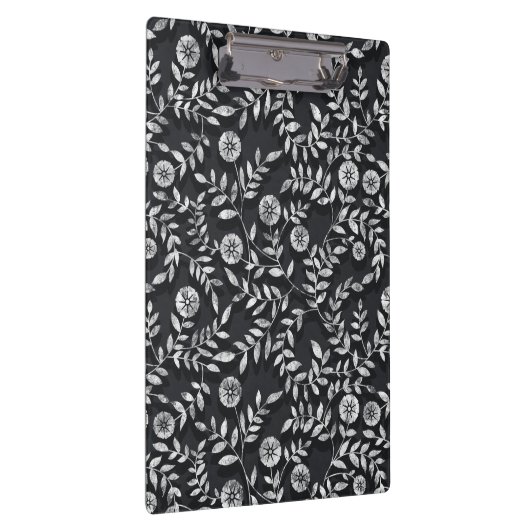 Elegant Chalkboard Floral Pattern Klemmbrett (Rechts)