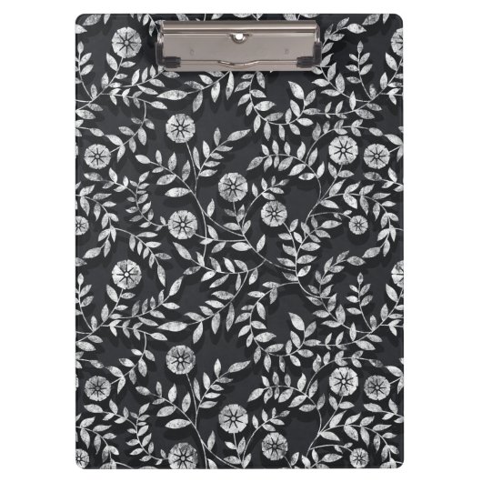 Elegant Chalkboard Floral Pattern Klemmbrett (Vorderseite)
