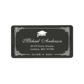 Elegant Chalkboard Graduation Cap Grad Graduate Adressaufkleber (Vorne)