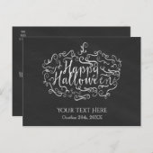 Elegant Chalkboard Pumpkin Happy Halloween Postkarte (Vorne/Hinten)