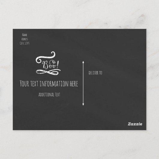 Elegant Chalkboard Pumpkin Happy Halloween Postkarte (Rückseite)