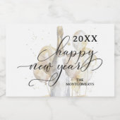 Elegant Champagne and Balloons Happy New Year Mini Schaumweinetikett (Einzelnes Label)