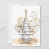 Elegant Champagne and Balloons New Year's Eve Einladung (Vorderseite)