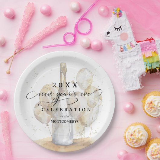 Elegant Champagne and Balloons New Year's Eve Pappteller (Party)