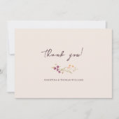 Elegant Champagne Boho Wildblume Wedding Dankeskarte (Vorderseite)