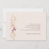 Elegant Champagne Boho Wildblume Wedding Dankeskarte (Rückseite)