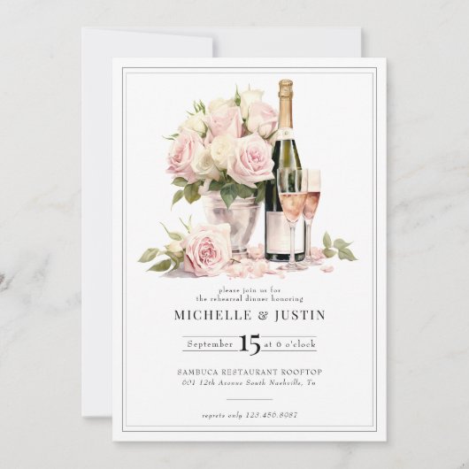 Elegant Champagne | Chic Rose | Probe Einladung (Vorderseite)