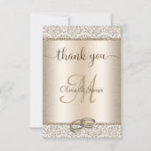 Elegant Champagne Damask Monogram Wedding Dankeskarte (Vorderseite)