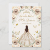 Elegant Champagne Floral Vintage Gold Quinceanera  Einladung (Rückseite)