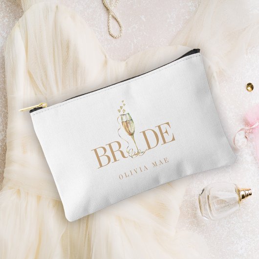 Elegant Champagne Flute Bride Cosmetic Gift Zubehörtasche