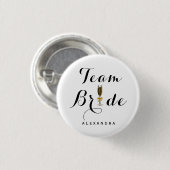 Elegant Champagne Glass Team Bride Button (Vorne & Hinten)
