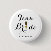 Elegant Champagne Glass Team Bride Button (Vorderseite)