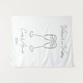 Elegant Champagne Glass Wedding Welcome Wandteppich (Vorderseite (Horizontal))