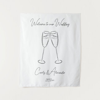 Elegant Champagne Glass Wedding Welcome Wandteppich