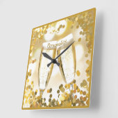 Elegant Champagne Glasses Celebrate Gold Confetti Quadratische Wanduhr (Winkel)