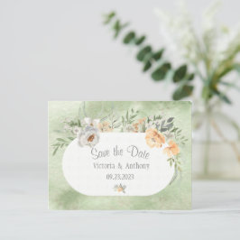 Elegant Champagne Ivory Floral Save the Date Postkarte
