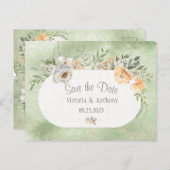 Elegant Champagne Ivory Floral Save the Date Postkarte (Vorne/Hinten)