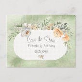 Elegant Champagne Ivory Floral Save the Date Postkarte (Vorderseite)