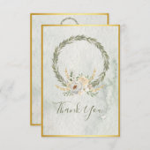 Elegant Champagne Ivory Floral Script Dankeskarte (Vorne/Hinten)