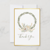 Elegant Champagne Ivory Floral Script Vielen Dank Dankeskarte (Vorderseite)