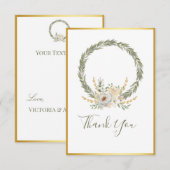 Elegant Champagne Ivory Floral Script Vielen Dank Dankeskarte (Vorne/Hinten)
