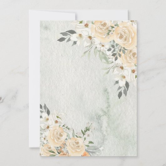 Elegant Champagne Ivory Floral Script Wedding Einladung (Rückseite)