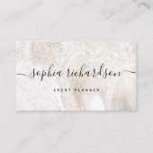 Elegant Champagne Marble and Modern Script Visitenkarte (Vorderseite)