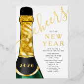 Elegant Champagne New Year's Eve Party Folieneinladung (Vorderseite)