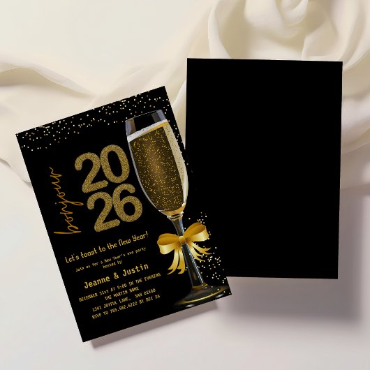 Elegant Champagne New Year's Eve Party Invitation Einladung