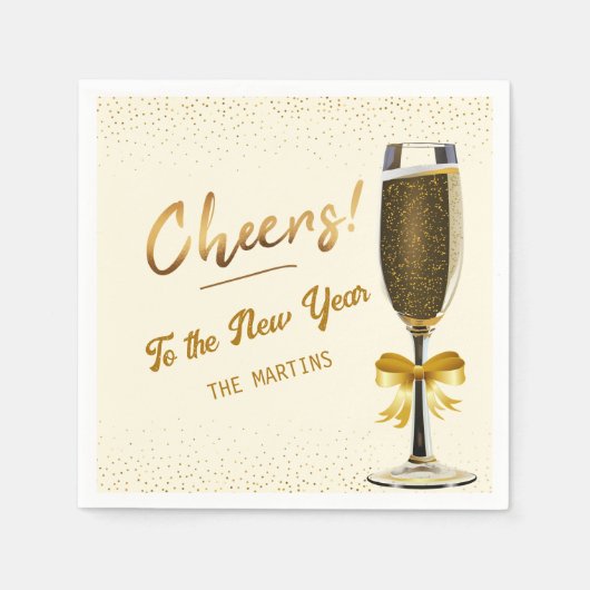 Elegant Champagne New Year's Eve Serviette (Vorderseite)