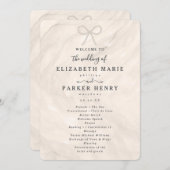 Elegant Champagne Pearl Bow Wedding Ceremony Programm (Vorne/Hinten)
