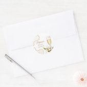Elegant Champagne Pearls & Prosecco Bridal Shower Runder Aufkleber (Umschlag)