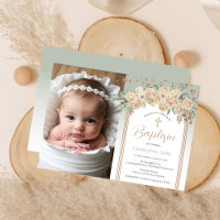 Elegant Champagne | Sage Floral Foto Taufe